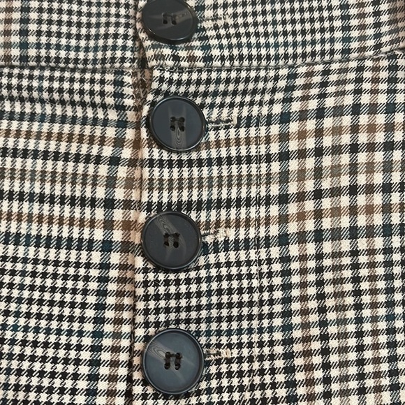 ZARA TRF HI-RISE BUTTON FLY PLAID TROUSERS BLACK/BROWN SIZE SMALL - Picture 5 of 9